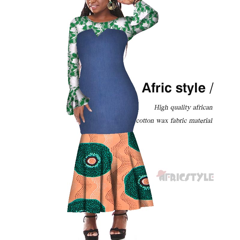 

African dresses for women dashiki Dresses Traditional African Sleeveless Flounced Dress For Women Custom Skirt Suit modelWY6317