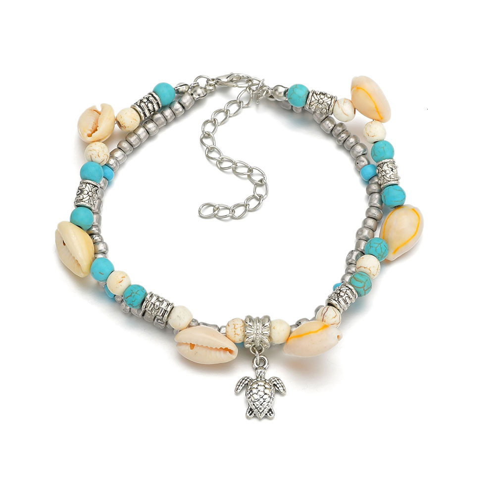 

Foot Jewelry Originality Shell Tortoise Pendeloque Cut Anklet Twinset Yoga Sandy Beach Foot Ornaments