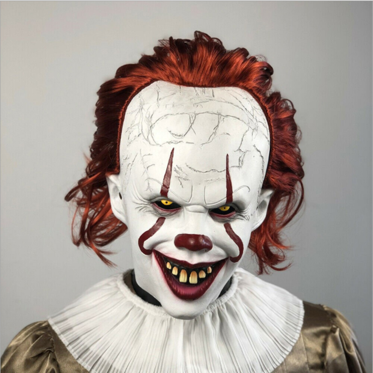 

Full Head Latex Mask Horror Movie Stephen King's It 2 Cosplay Pennywise Clown Joker LED Mask Halloween Party Props