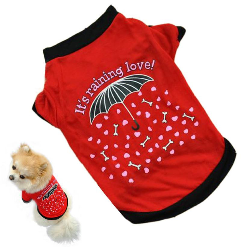 

Dog Clothes For Small Dogs Summer Dog Shirt Clothes Cute Bone Print Vest T-Shirt Chihuahua Pet Products Cachorro Roupa, Red