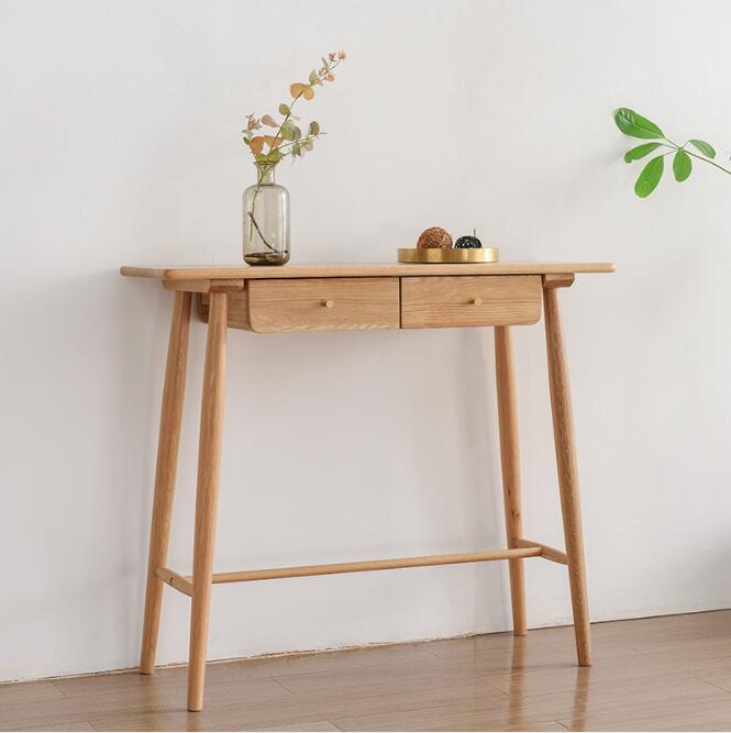 Nordic porch table Living Room Furniture Solid wood oak wall decoration strips into the narrow tables next case corridor cabinet-image-479305969