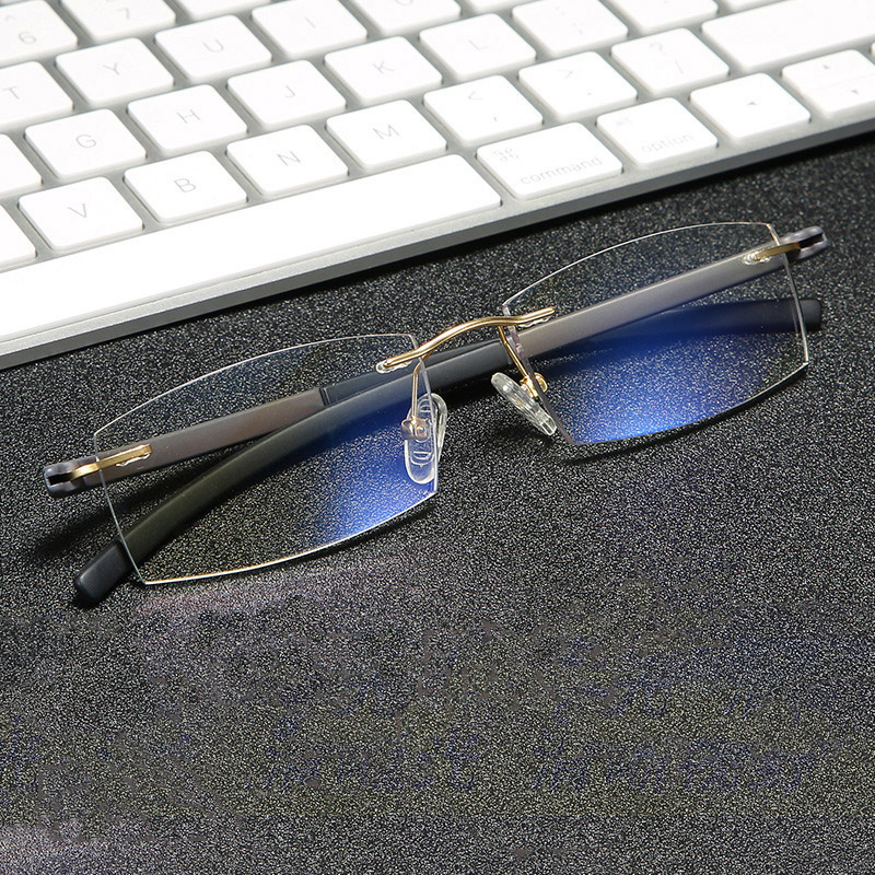 

Anti Blue Light Blocking Rimless Reading Glasses Women Men Square Frameless Presbyopic Glasses Diopters