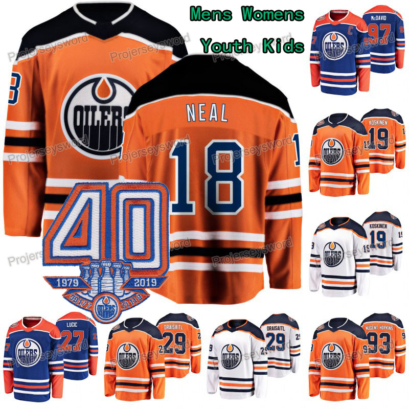 

40th Anniversary James Neal Edmonton Oilers Connor McDavid Milan Lucic Leon Draisaitl Alex Chiasson Zack Kassian Ryan Nugent-Hopkins Jerseys, Womens white s-xxl