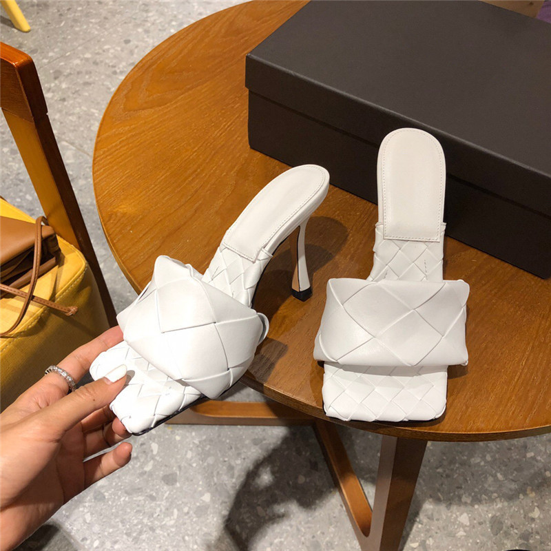 

Summer New Design Snake Print Square Toe Heels High Quality PU Leather Slippers Gladiator Sandals Womens Slides Shoes, Black