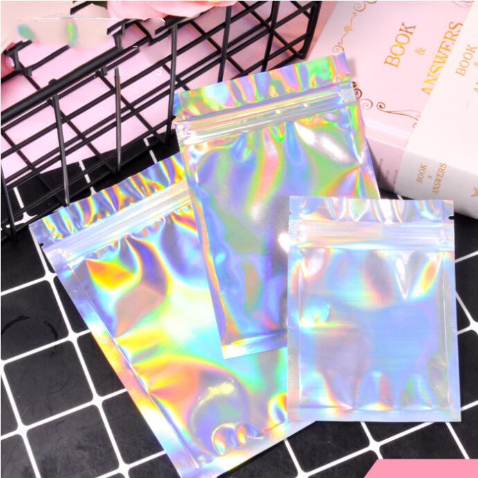 

20pcs Small holographic baggies One Side Clear Aluminium Foil plastic bags