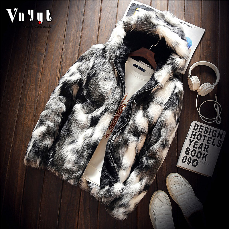 

men's personality and wool imitation mink imitation leather jacket Youth camouflage fur coat, Blue