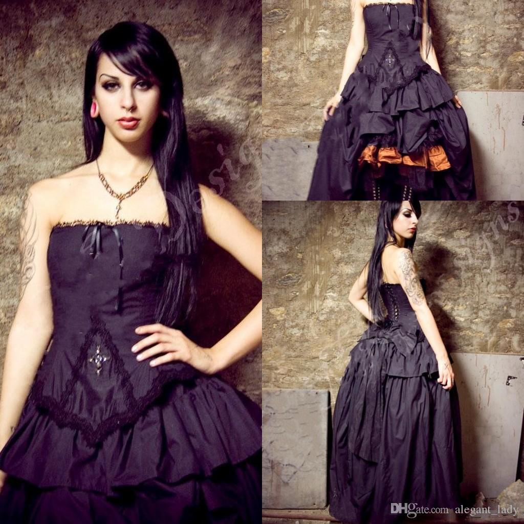 

Victorian High how Wedding dresses 2018 Steampunk Gothic Lolita Inspired Vampire Black Custom Wedding Bridal Gowns Plus Size Formal Wear, White