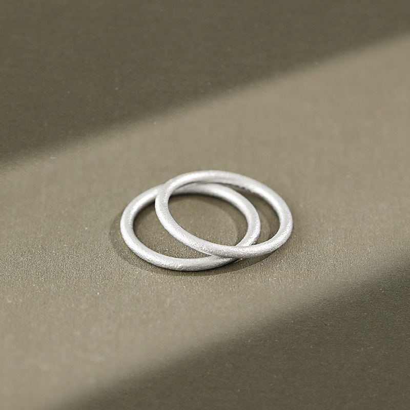 

Korean Style S925 Sterling Silver Ring Ins Simple All-match Ancient Fine Ring Student Female Silver 18 K Gold