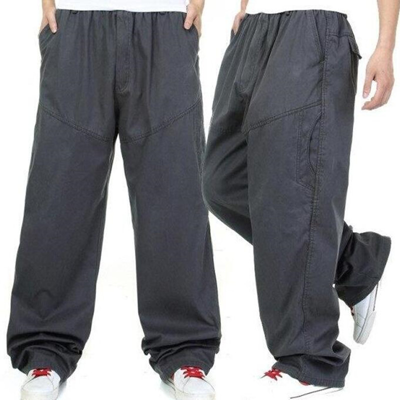 

New Hip Hop Mens Trousers Pants Casual Joggers Loose Baggy Cargo Pants Cotton Male Clothing Plus Size 5XL 6XL, Black