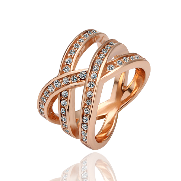 

Classical 18K Rose Gold Plated Women Elegant Big Wedding band Rings Genuine Austrian Crystal Fashion Costume Jewelry for Women