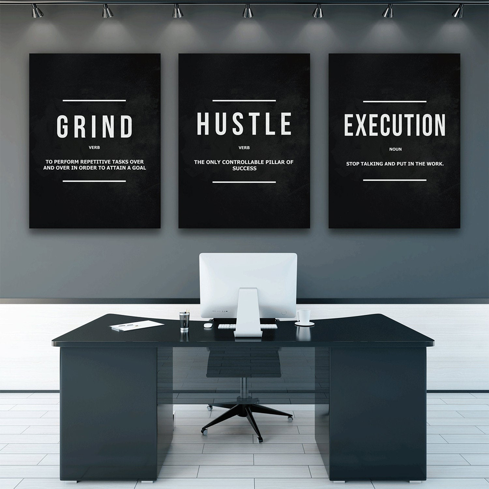 

Grind Hustle Execution Wall Art Canvas Prints Office Decor Motivational Modern Art Entrepreneur Motivation Painting Pictures