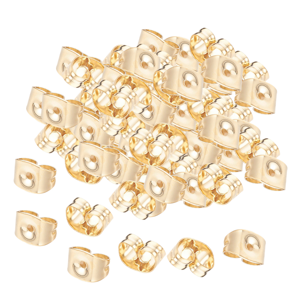 

100 Pcs Stainless Steel Ear Plug New Lady Earring Decor Jewelry Making Craft, Golden