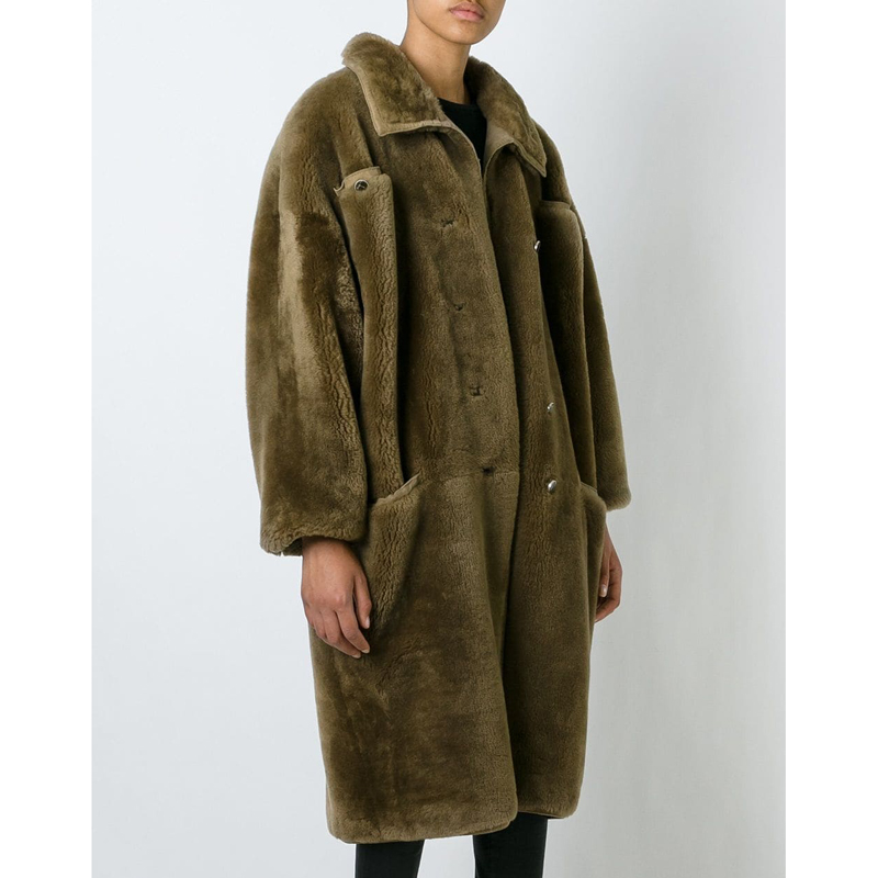 

CP Oversized Faux Fur Coat Women Fashion Faux Wool Fur Jacket Women Casual Pockets Turn Down Collar Coat Female Ladies CP186, Beige