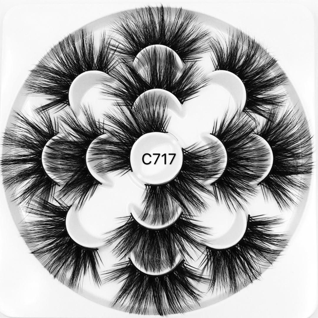 

7 Pairs of Long 25 Mm Mink Eyelashes False Eyelashes Cross Natural False Eyelash Makeup 3D Mink Long C710