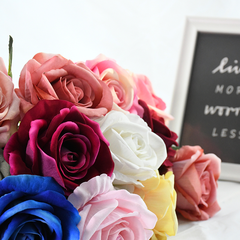 

Beautiful 10cm Artificial Rose Flower DIY Simulation Bouquet Favors Flannel Flowers Wedding Home Fleurs Decor Garden Crafts, F10