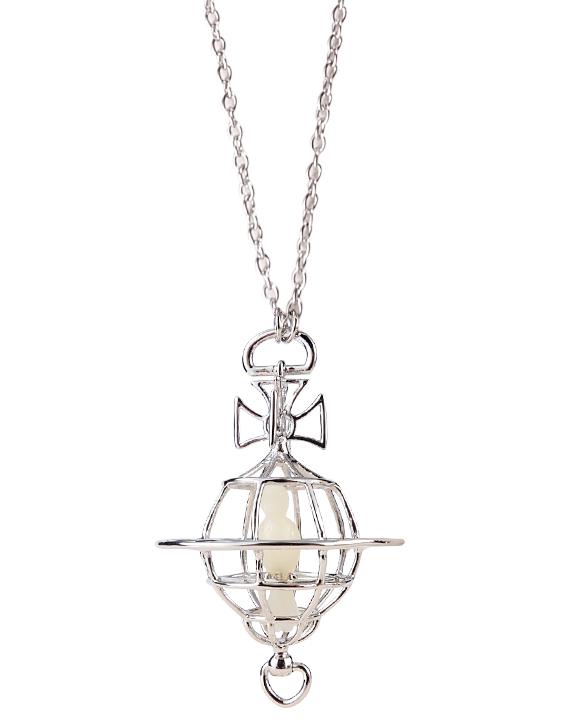 

NANASPACE-Queen of the West creative silver three-dimensional hollow bird cage Saturn long necklace free shipping, Black