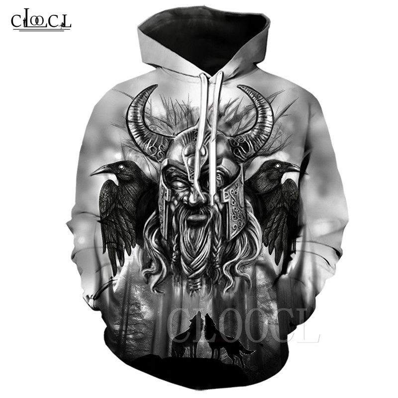 

fashion nordic viking tattoo skull hoodie women men pirates 3d print vikings king hip hop hooded coat, Hoodie 1