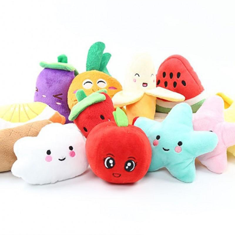 

Sound Banana Watermelon Radish fruits Plush Toy vegetables Classical Cute Dog Interactive Gift Soft Pet Teething Molar kids toys, Random colors/leave message