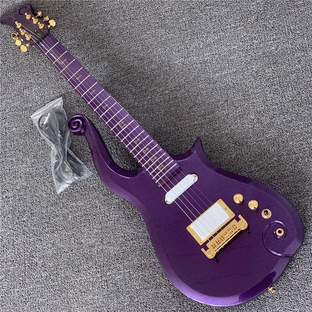 

RARE Diamond Series Prince Cloud Angel Blue Electric Guitar White Single & Humbucker Pickups, Black Dot Inlay & Knobs, Gold Gr