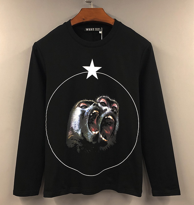 

2020 Original Design Men Cotton 3D Baboon Star Print T-Shirt New Designer Men Women Hip Hop Sports Slim Long Sleeve T-Shirt, Black