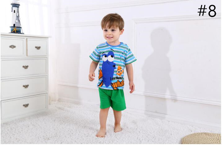 

Baby Short Sleeve Cotton Cartoon Home Wear Suits Children Summer Popular Trend Clothing Set Two Pieces ABD 002, #3