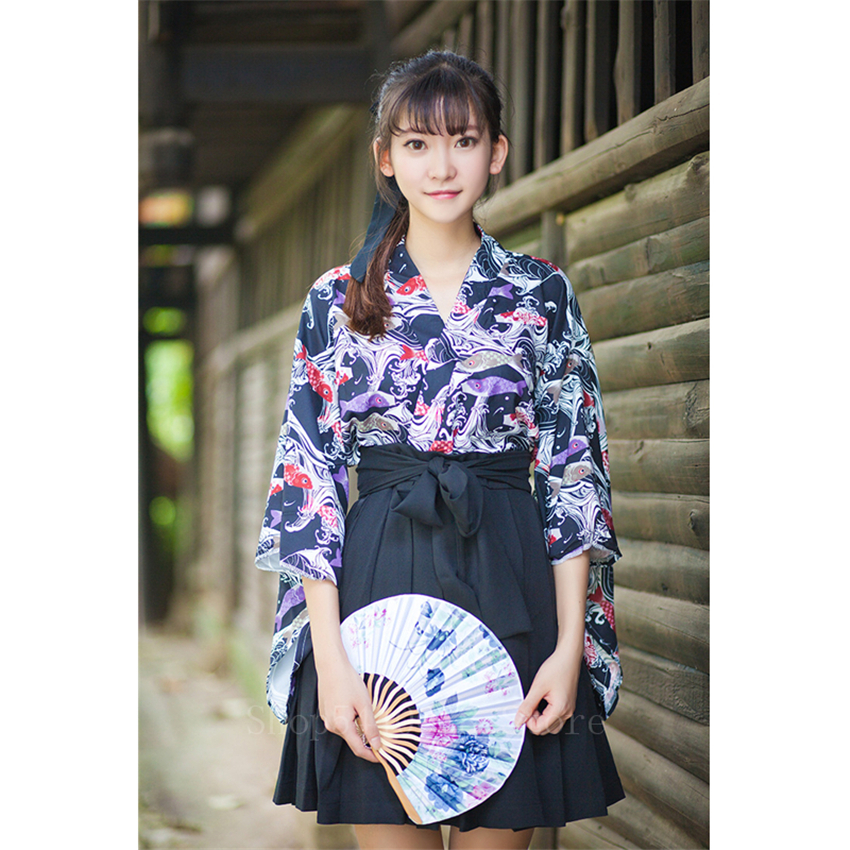Robe Kimono de mode traditionnelle japonaise pour femmes drapeau de calmar imprimé Haori rétro Costume de photographie de fête orientale