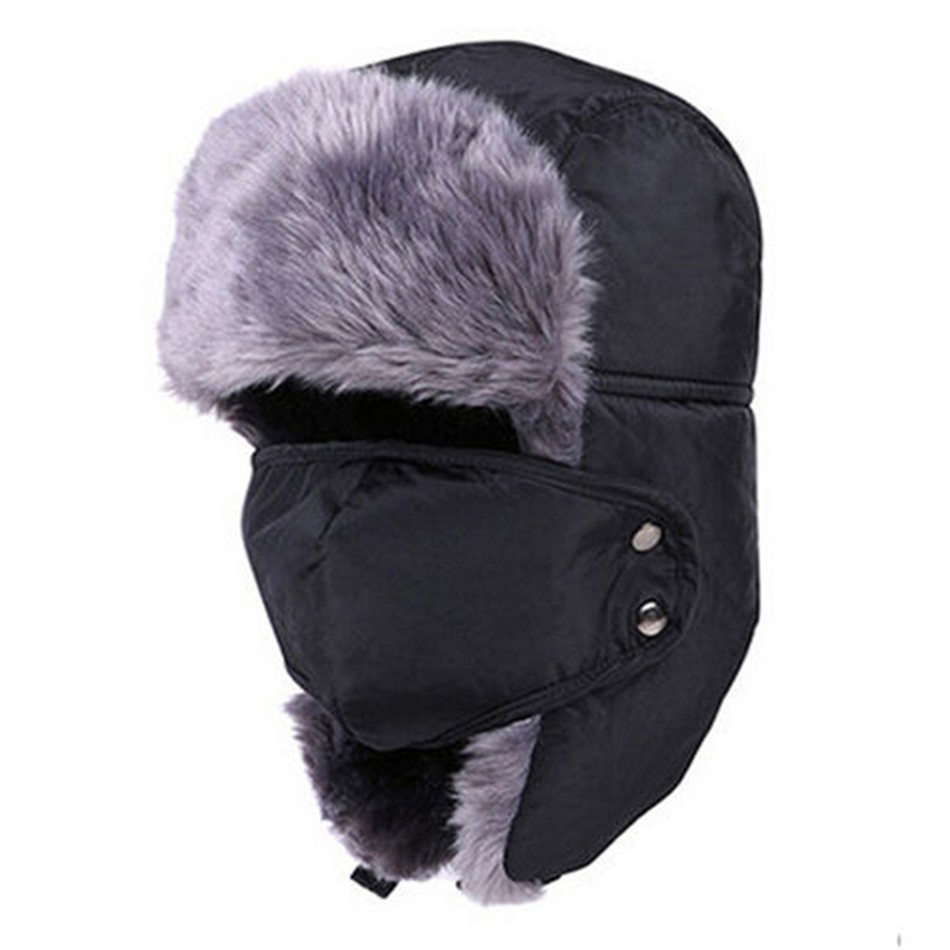Hiver Aviateur Chapeau pour hommes femmes chaude épaisse fourrure EARFLAP Chapeaux Masque