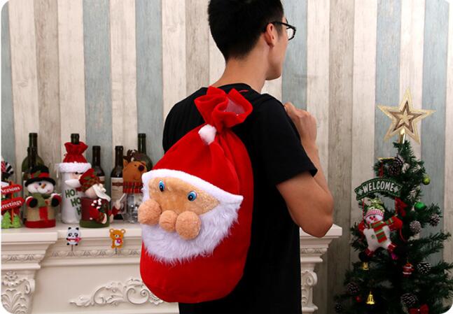 

1PC Exquisite Christmas Day Decoration Santa Sack Stocking Big Gift bags Christmas Santa Claus Xmas Gifts Navidad Bags QA 241
