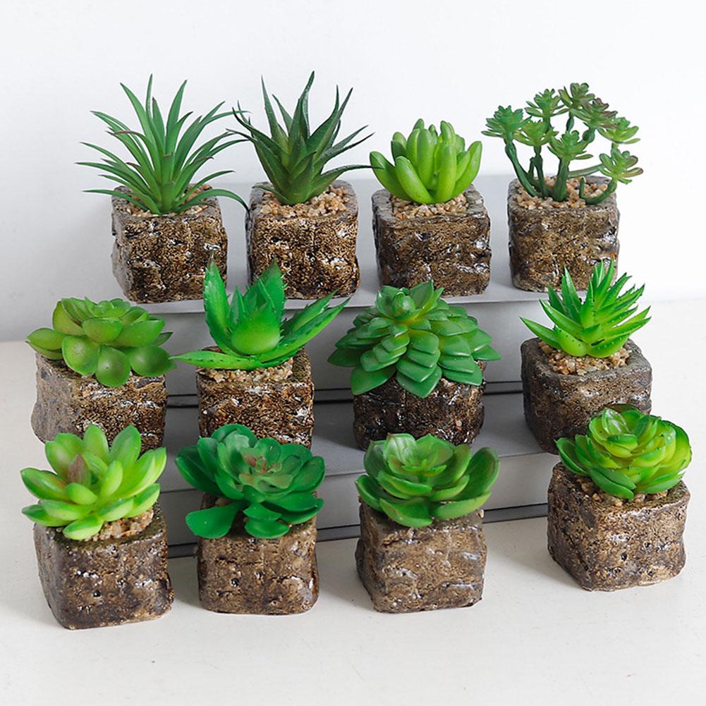 

Mini Artificial Plants Succulents Pot Fake Plant Plastic Bonsai Green Plant Room Decoration Garden Home Decor, Random style