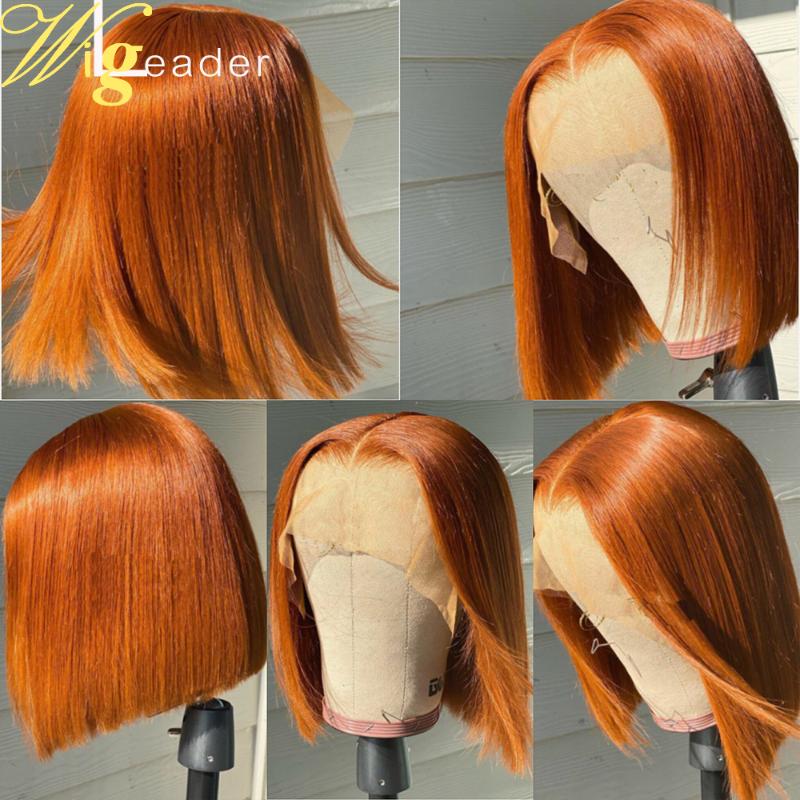 

Wigleader Blunt Cut Summer Human Hair Lace Front Wigs Blunt Bob Cut Orange Preplucked Lace Frontal Wigs Remy Hair Wig, 13x4 lace front wig