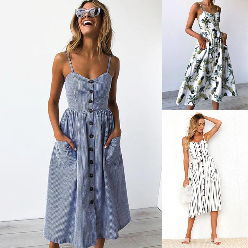 

Army Green Casual Female Sundress Women Summer Dress 2020 Sexy Dress Midi Vintage Striped Backless Spaghetti Strap Dresses Lady, 8005-army green