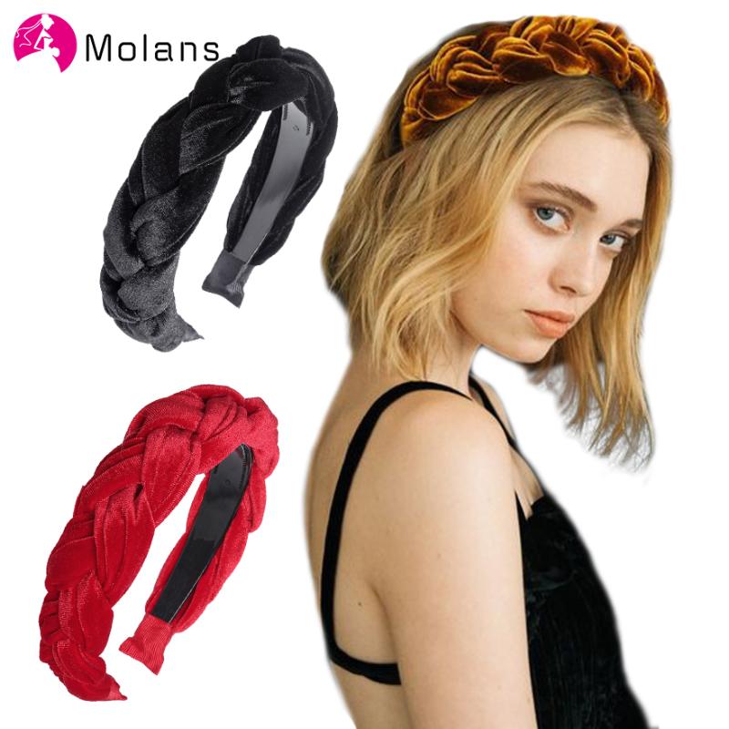 

MOLANS Solid Wide Velvet Hairbands Bezel Headdress Hair Accessories For Modern Women Headband Hair Hoop Fashion Bands