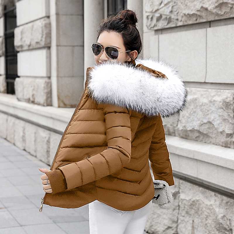 

Women Winter Parkas Jacket Coat 2020 New Gloves Warm Women Fur Hooded Coat Short Cotton Padded Winter Jacket, Black