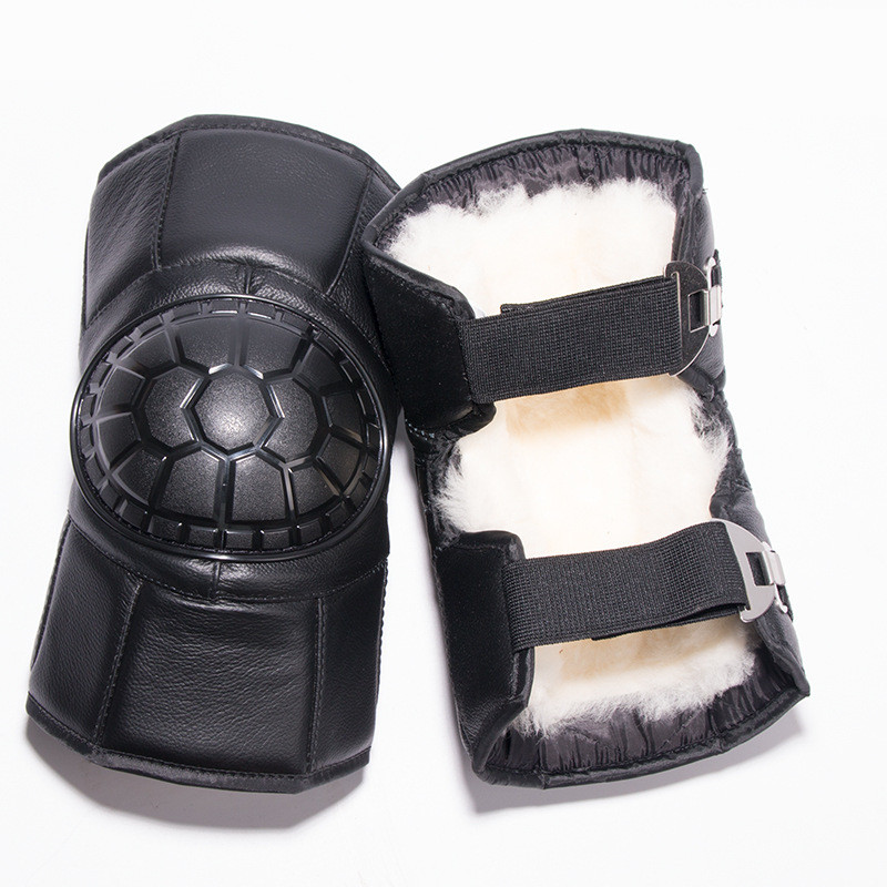 

PU Leather+Fluff Lining Winter Motorcycle Knee Pads Waterproof Warm Knee Pad Riding Protective Gear Leggings Short guard