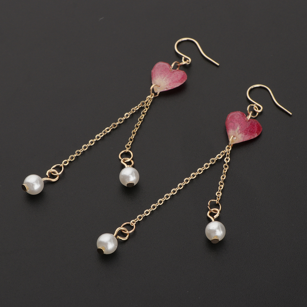 

Women Fashion Rose Flower Dangling Earrings Long Chain Beaded Earbob Gifts, Golden