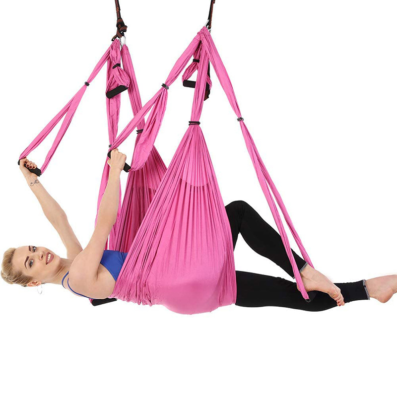 

Aerial Yoga Hammock Aerial Silk Yoga Swing Antigravity Elastic Hammock Swing Latest Multifunction, Pink