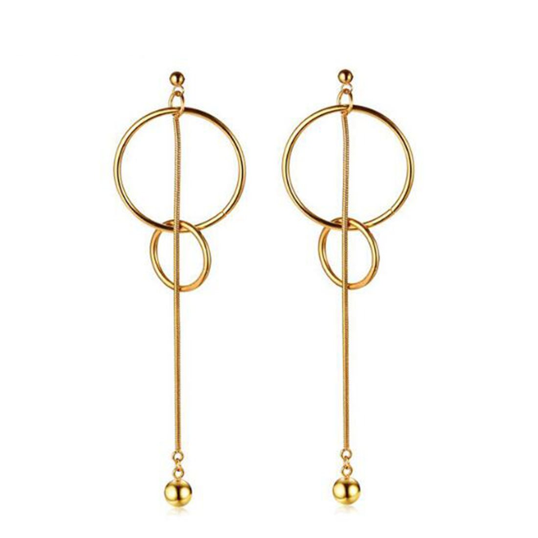 Boucles d'oreilles pendantes de goutte de gland d'acier inoxydable de perles brillantes de femmes de 120MM longues plaquées par or 18K