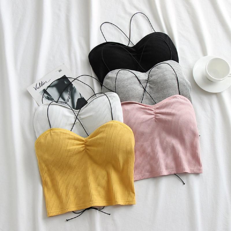 

Sexy Women Tube Tops Lingerie Straps Backless Bra Slim Tanks Top Underwear Cross Beauty Back Wrapped Chest, Black