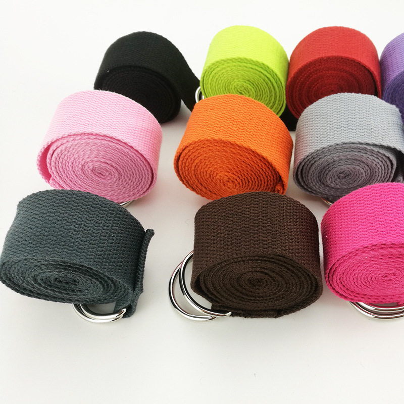 

183cm Yoga Strap Women Fitness Belt Pull Stretch Strap Yoga Mat Storage Belt Cotton Resistance Bands, Black