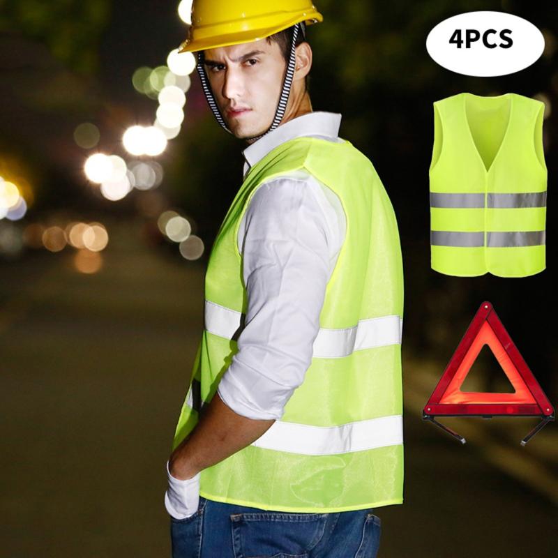 

Safety Vests Car 4 PCS Puncture Vest Yellow Safety Vest Reflective, Beige