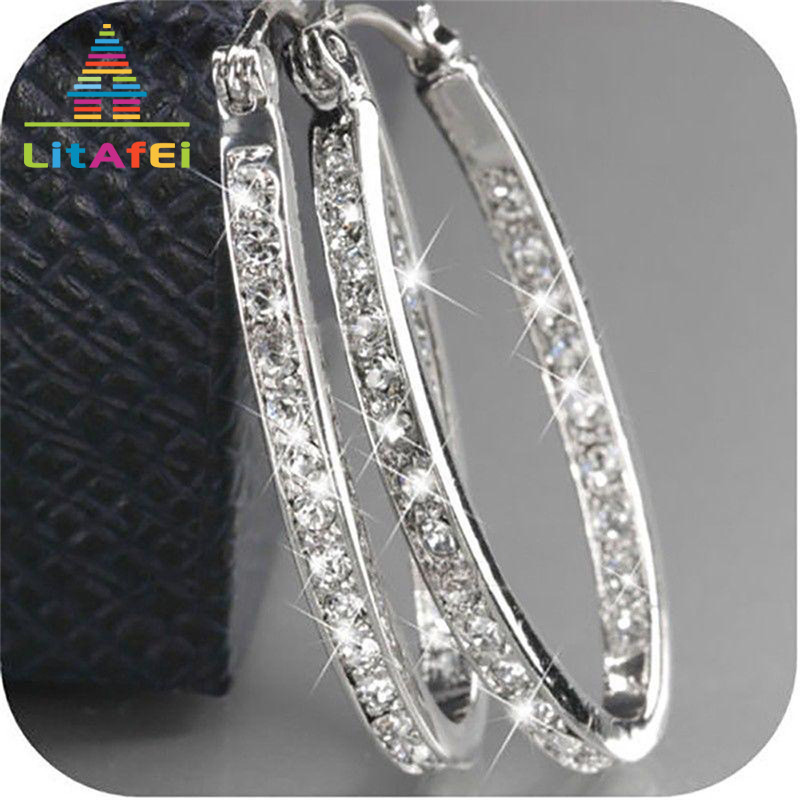 

Earrings Jewelry Rhinestone Crystal Hoop Earrings for Women Round Circle Loop Earring Party Tiny Gift