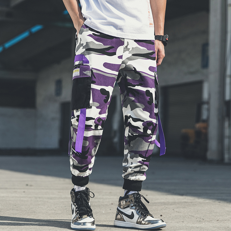 purple cargo pants mens