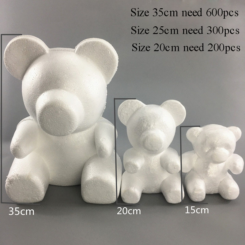 

15/20/35CM Modeling Polystyrene Styrofoam White Bear Foam Balls Crafts For DIY Christmas Gifts Party Supplies Decoration