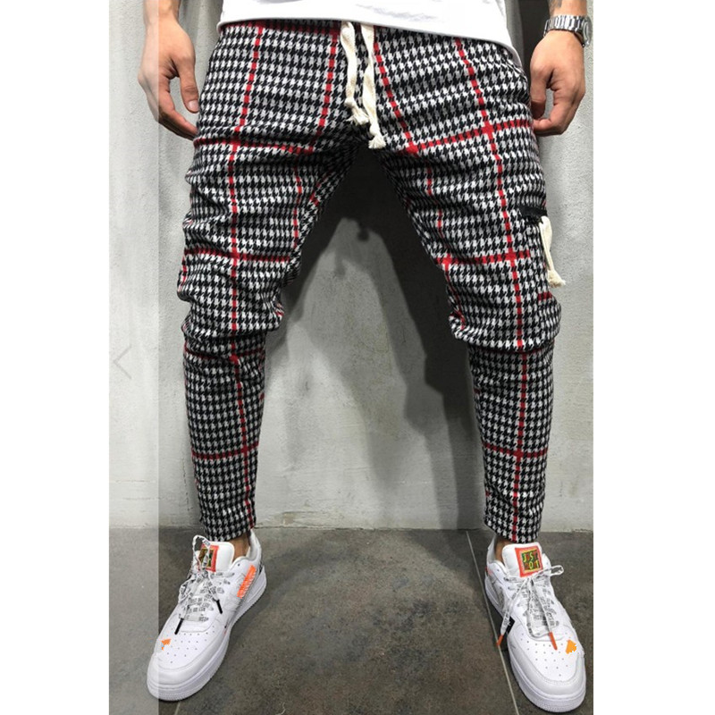 

ROUYHUAL's new mens slim personality hip-hop casual sports striped pants, Blue