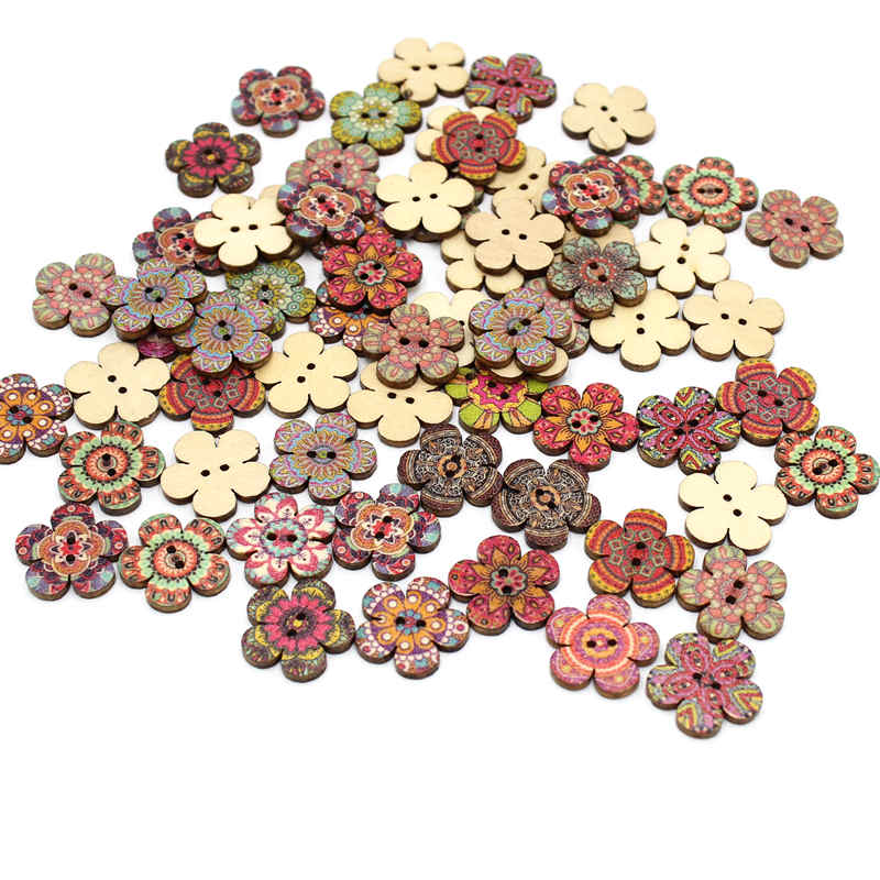 DIY 200pcs Blumen schwarz Runde Holz Knopf Dekorative Scrapbooking Nähen 15mm