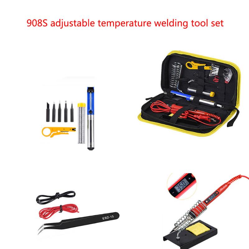 

908S adjustable temperature welding tool set LCD solder welding tools Ceramic heater soldering tips Desoldering Pump