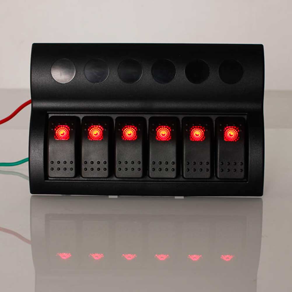 

6 GANG DELUXE LED ROCKER SWITCH PANEL CIRCUIT BREAKERS BOAT MARINE WATERPROOF