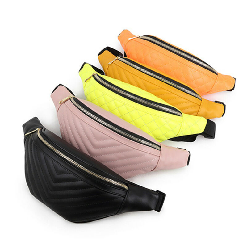 

Womens Fanny Pack Shiny Leather Pouch Belt Waist Bum Bag Waist Phone Pocket Hot