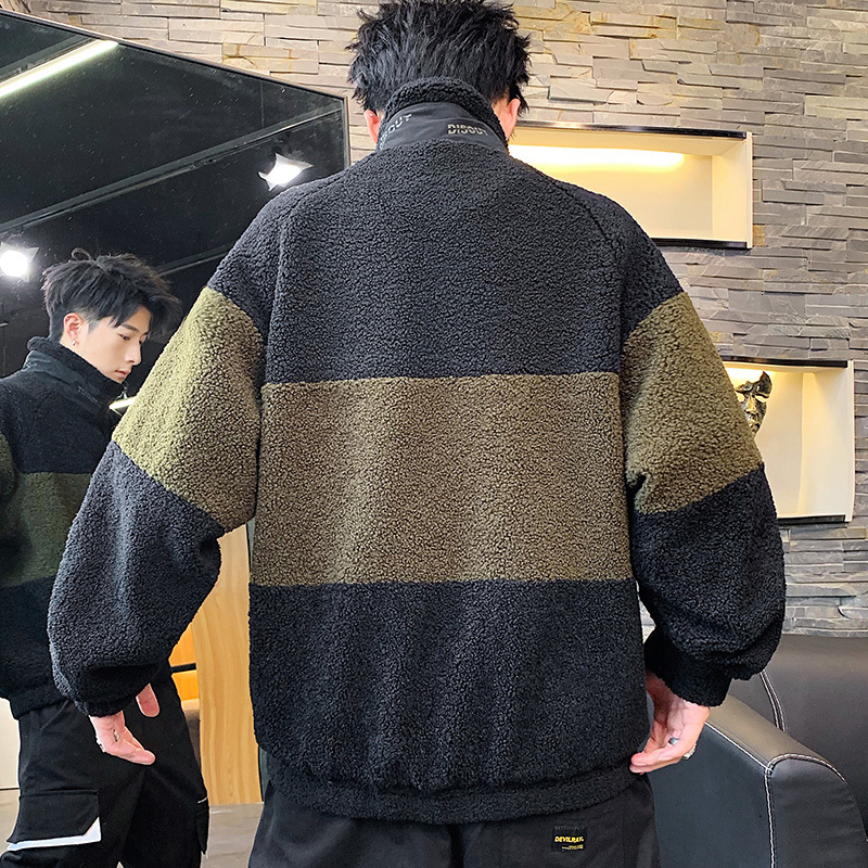 

2019 Autumn And Winter New Korean Men's European And American Loose Stitching Casual Personality Pullover, Black