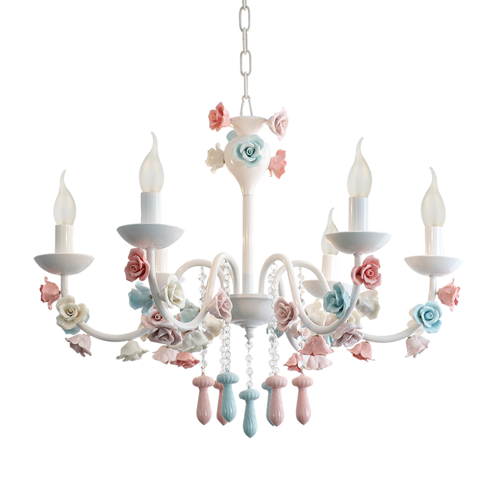 Children's Room Chandeliers Lamps Garden Princess Room Bedroom Ceramic Pendant Lamp Personality Restaurant Chandelier Lighting Living-image-493247564